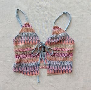 Divide by H&M size small women crochet knit cropped top adjustable straps